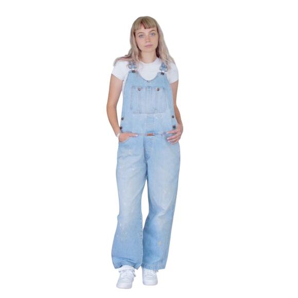 Y2K Marithé + François Girbaud Women's sz Medium Thrashed Denim Vintage Overalls - Picture 5 of 12